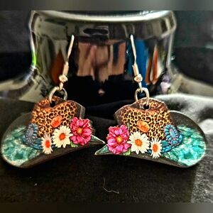 Floral Cowboy Hat Earrings